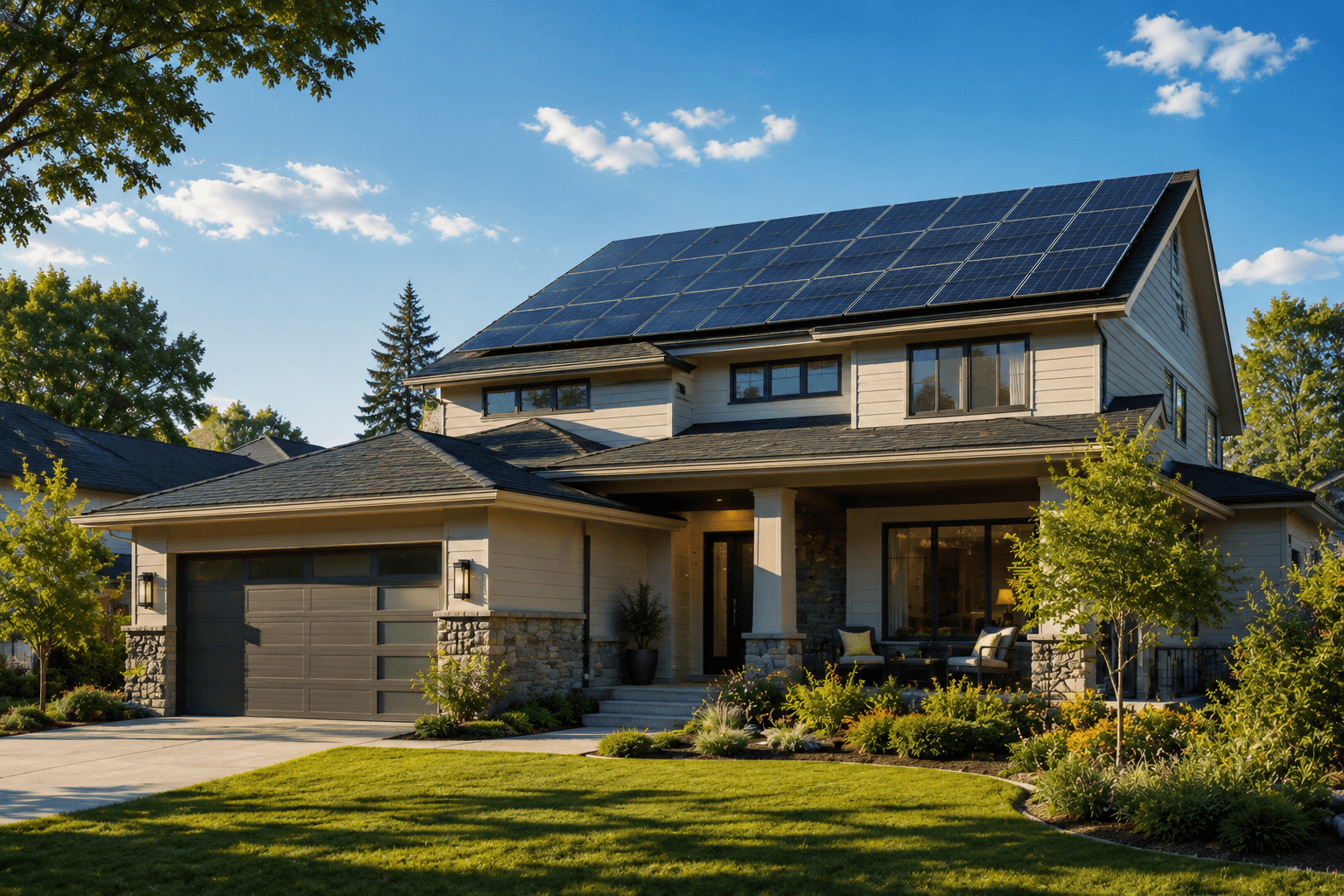 Solar panels on a residential home