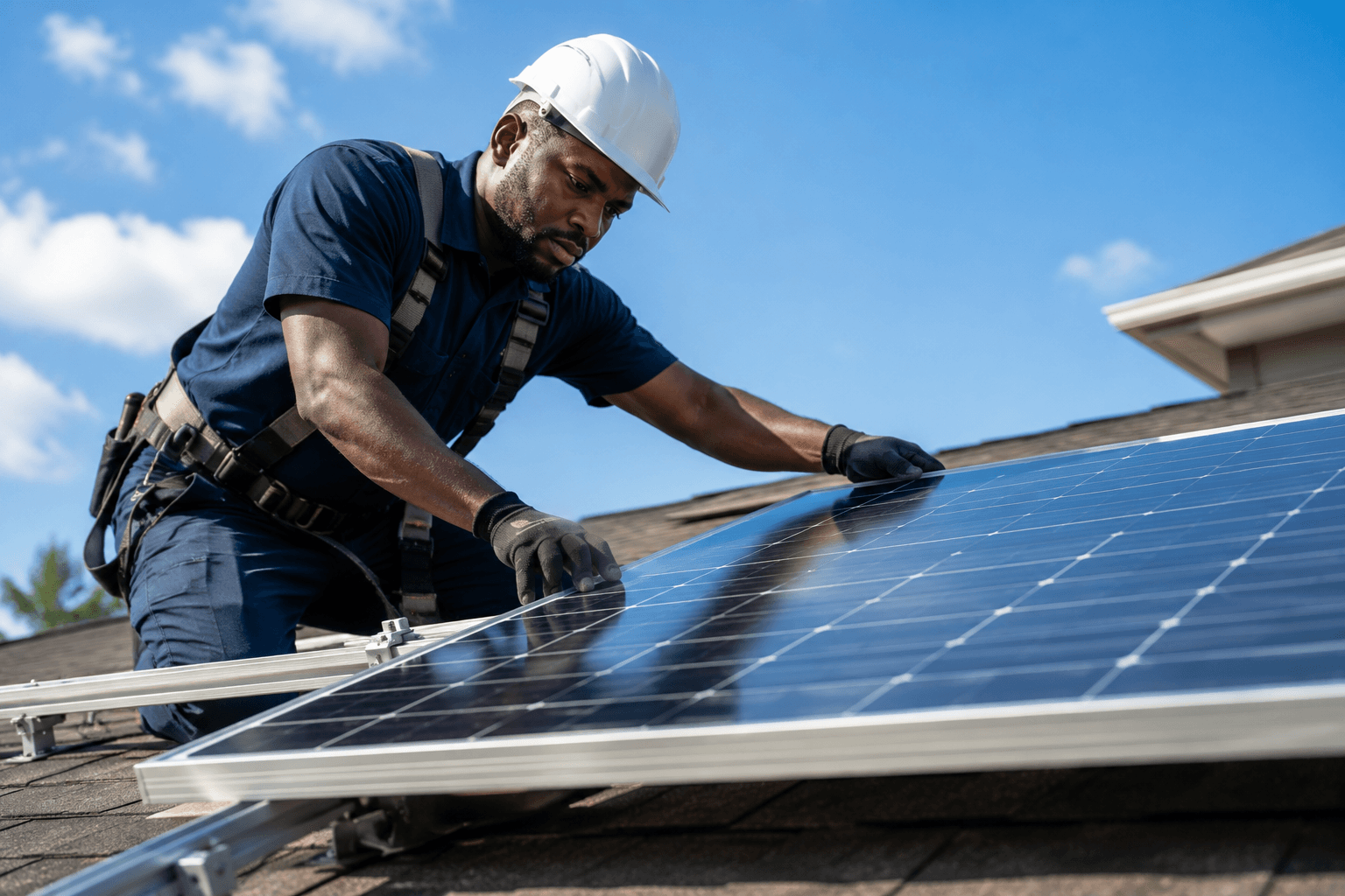 Solar panel installation in progress
