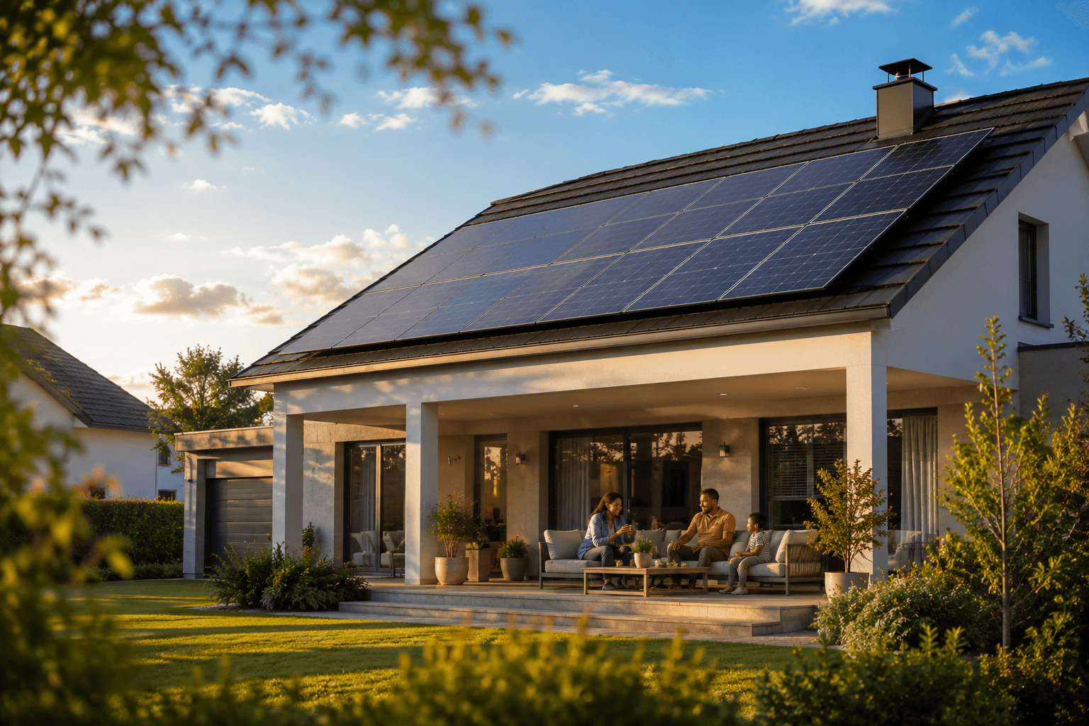 Modern home powered by solar